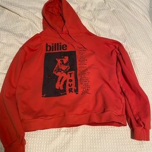 Billie Eillish red “Happier Than Ever” 2022 concert hoodie